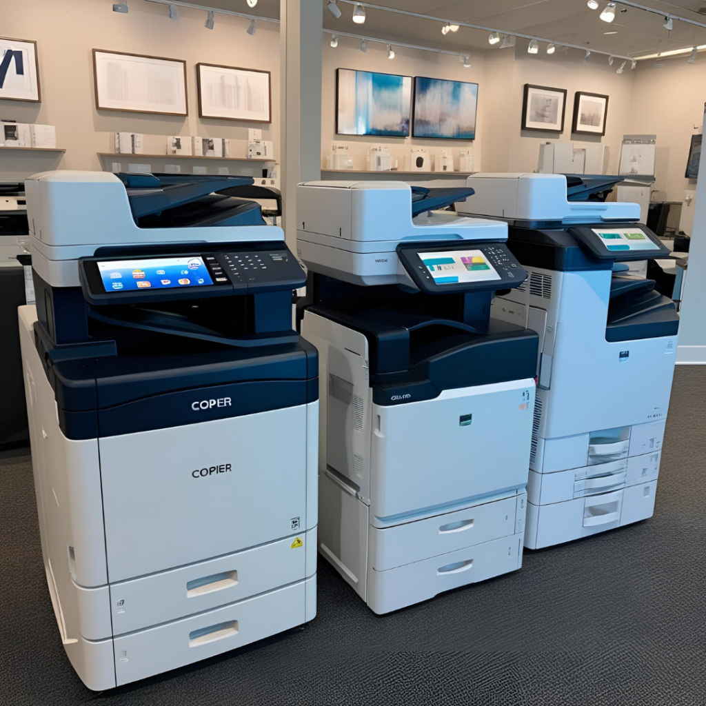 office equipment dealer showroon with copiers and MF printers